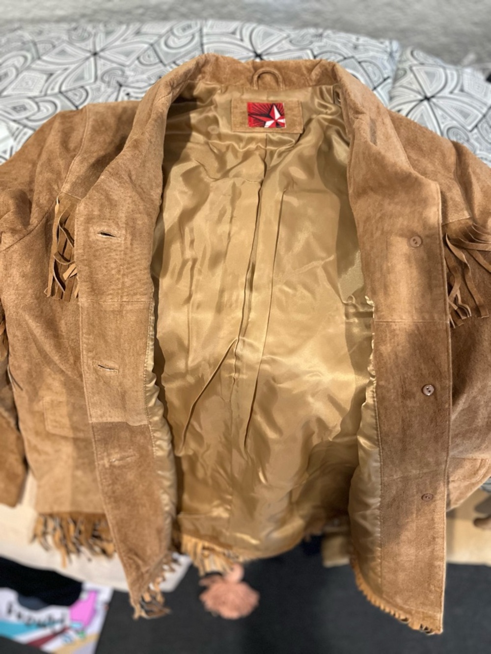 Vintage Genuine Leather Fringe Jacket in Tan - Picture 10 of 11